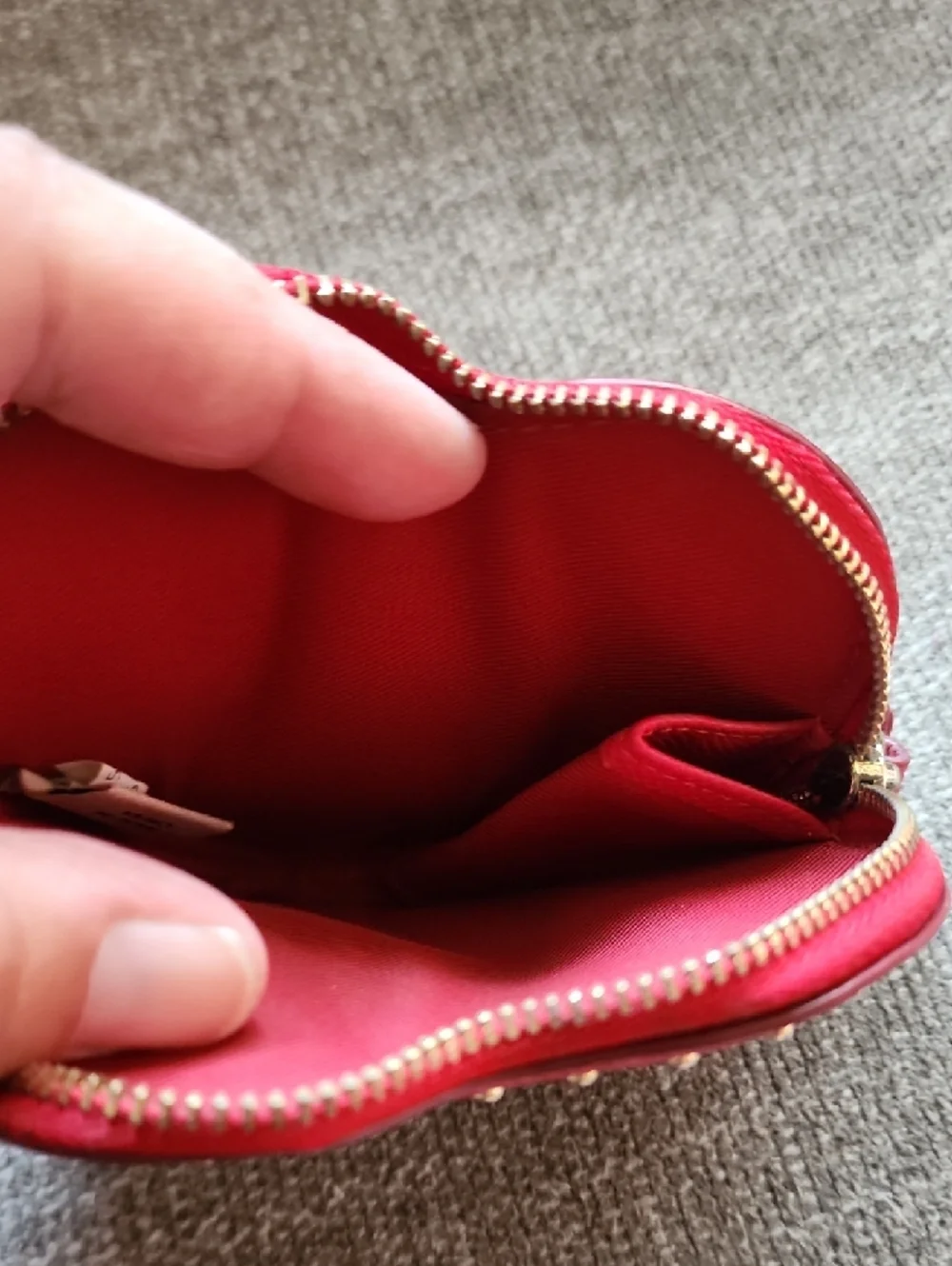 Coach Red Heart Coin Card Pouch Studded Leather Tassel Zip Y2K Valentine Cute